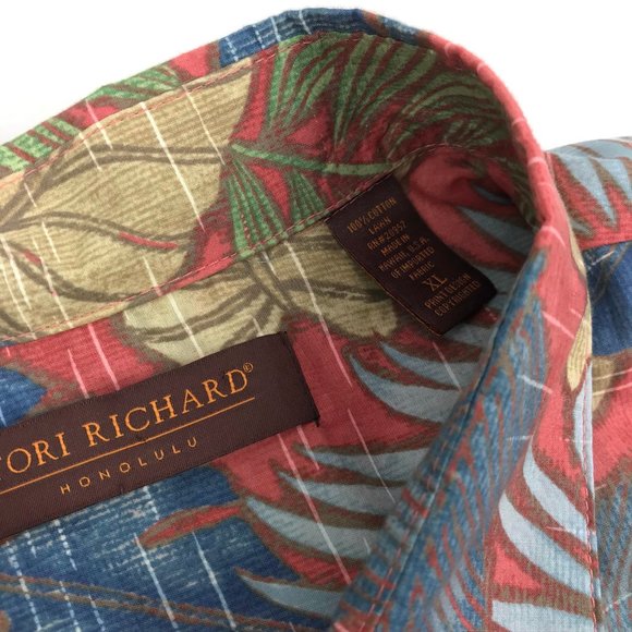 Tori Richard Cotton Lawn Hawaiian Shirt XL Leaves - Picture 8 of 8